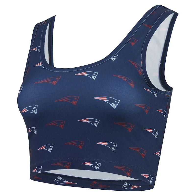Soutien-gorge à imprimé intégral Record New England Patriots de la collection Concepts Sport Navy pour femme
