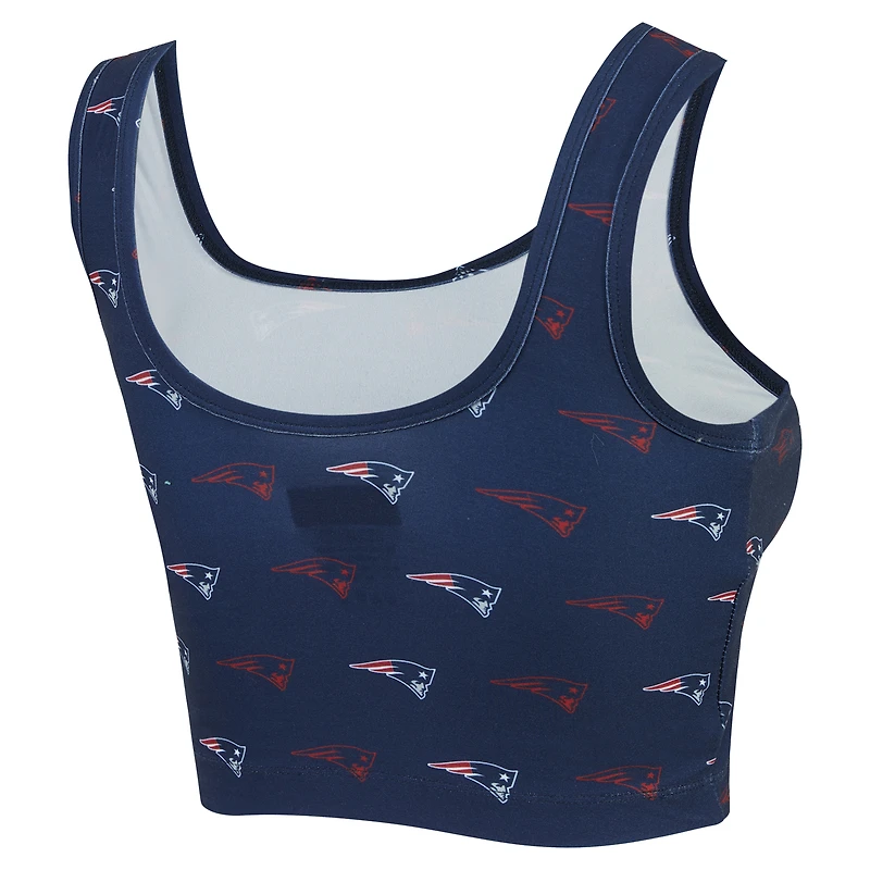 Soutien-gorge à imprimé intégral Record New England Patriots de la collection Concepts Sport Navy pour femme