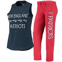 Concepts Sport Ensemble de nuit avec débardeur et pantalon pour femme des Patriots la Nouvelle-Angleterre, rouge/bleu marine
