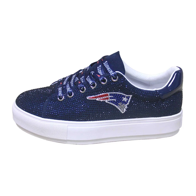 Women's Cuce Navy New England Patriots Team Color Crystal Sneakers