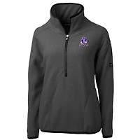Veste polaire sherpa écologique à demi-zip Cutter & Buck Charcoal New England Patriots Historic Cascade pour femme