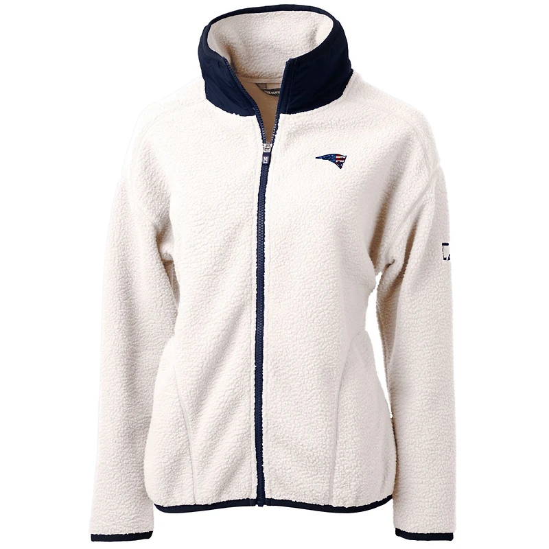 Veste polaire entièrement zippée Cascade Eco Sherpa pour femme, couleur crème Cutter & Buck, New England Patriots