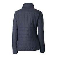 Doudoune isolante entièrement zippée Rainier PrimaLoft Eco pour femme, bleu marine chiné, avec logo du casque des New England Patriots, Cutter & Buck