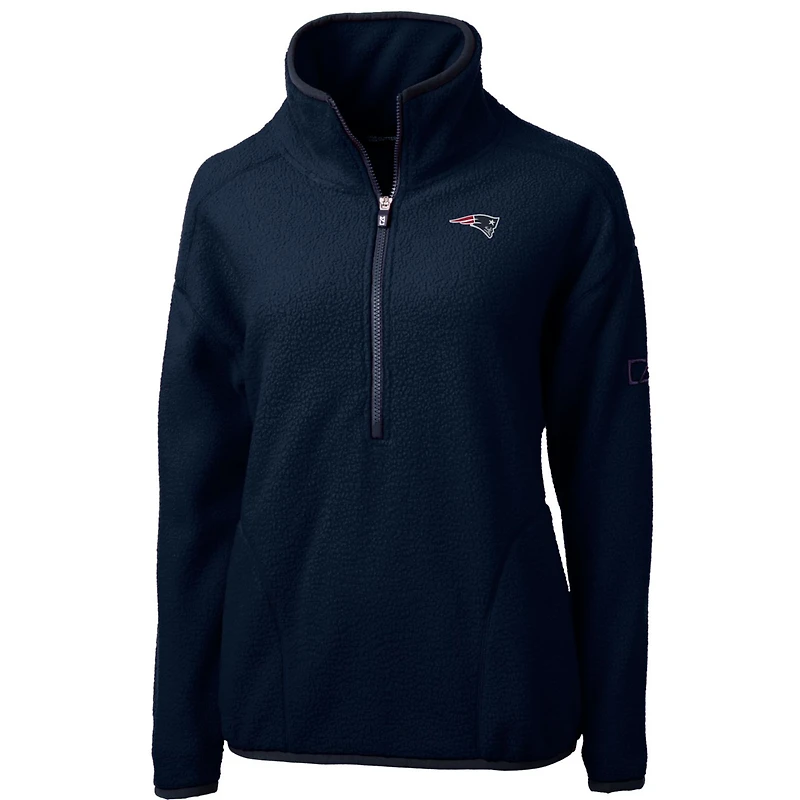 Women's Cutter & Buck Navy New England Patriots Cascade Eco Sherpa Fleece Half-Zip Pullover Jacket
