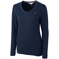 Pull à col en V bleu marine pour femme, Cutter & Buck, New England Patriots, Lakemont Tri-Blend