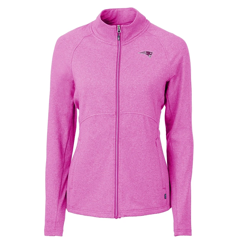 Women's Cutter & Buck  Pink New England Patriots Adapt Eco Knit Heather Recycled Full-Zip Jacket