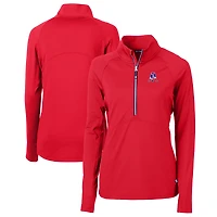 Women's Cutter & Buck Red New England Patriots Throwback Logo Adapt Eco Knit Stretch Recycled Half-Zip Pullover Top