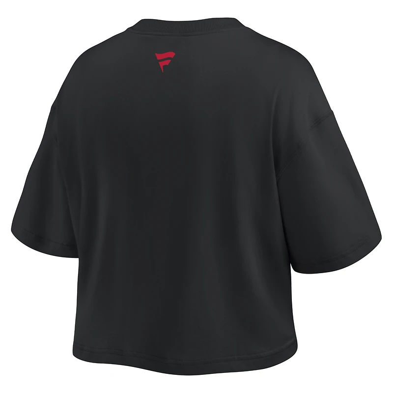 T-shirt court Fanatics noir pour femmes, style américain, New England Patriots