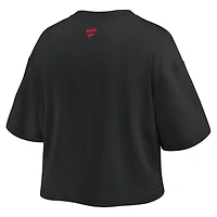 T-shirt court Fanatics noir pour femmes, style américain, New England Patriots