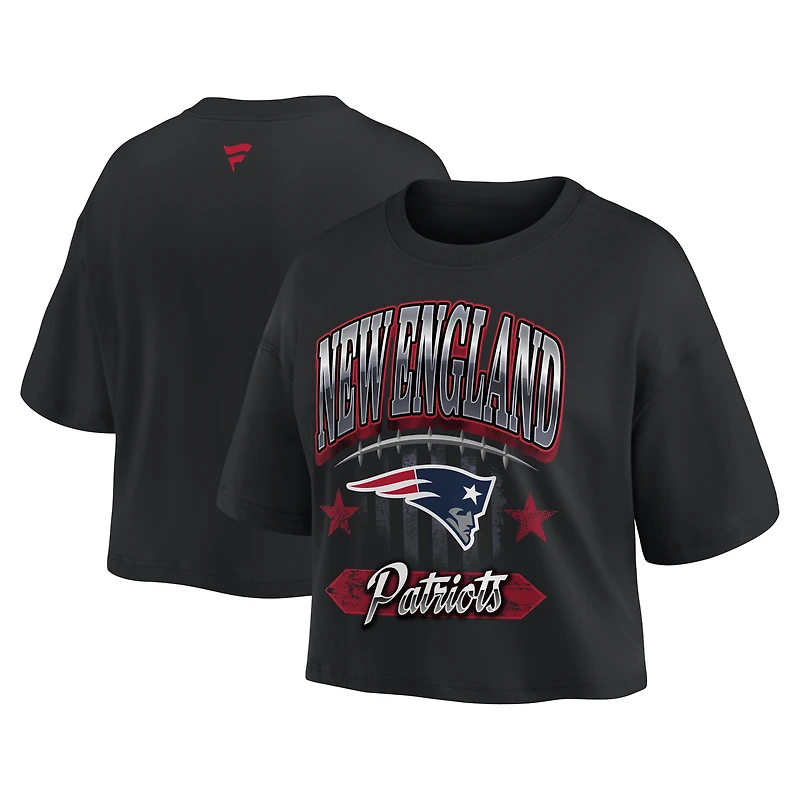 Women's Fanatics Black New England Patriots Americana Cropped T-Shirt