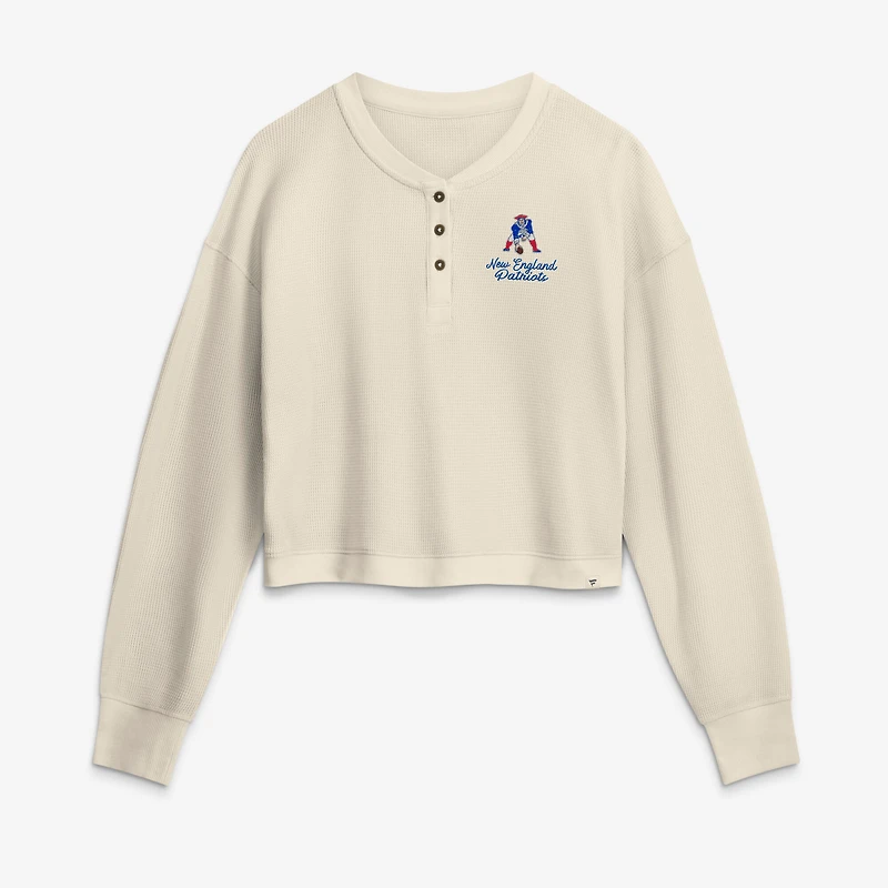 Women's Fanatics Cream New England Patriots Relaxed Cropped Long Sleeve Shirt