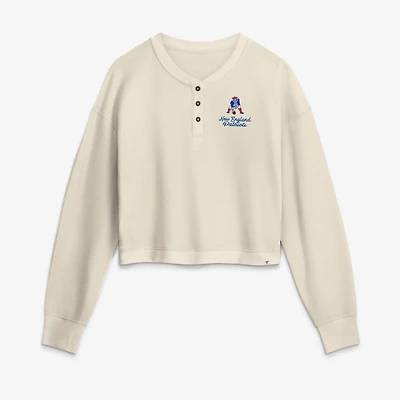 Women's Fanatics Cream New England Patriots Relaxed Cropped Long Sleeve Shirt