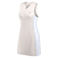 Robe à demi-zip athlétique Fanatics pour femmes crème New England Patriots Studio Boost