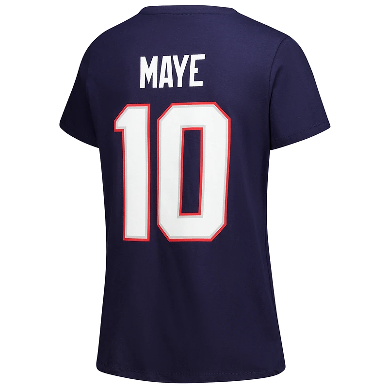 Women's Fanatics Drake Maye Navy New England Patriots Plus Name & Number Scoop Neck T-Shirt