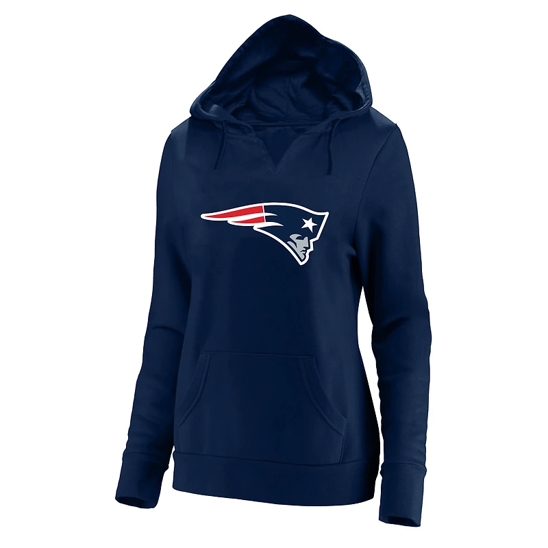 Women's Fanatics Drake Maye Navy New England Patriots Plus Player Name & Number V-Neck Hoodie