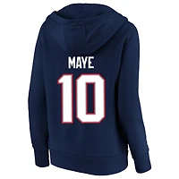 Women's Fanatics Drake Maye Navy New England Patriots Plus Player Name & Number V-Neck Hoodie