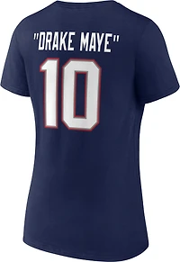Women's Fanatics Drake Maye Navy New England Patriots Team Authentic Player Nickname Name & Number Logo V-Neck T-Shirt
