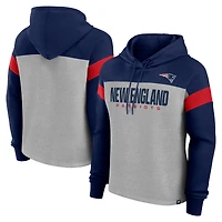 Sweat à capuche enfiler pour femme Fanatics Heather Grey/Navy New England Patriots Bold Play Call