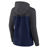 Sweat à capuche entièrement zippé Fanatics Heather Navy New England Patriots grande taille City Ties pour femmes