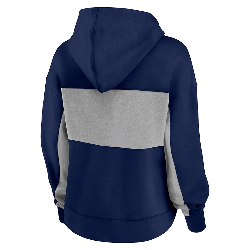 Women's Fanatics Navy/Heather Gray New England Patriots Filled Stat Sheet Pullover Hoodie