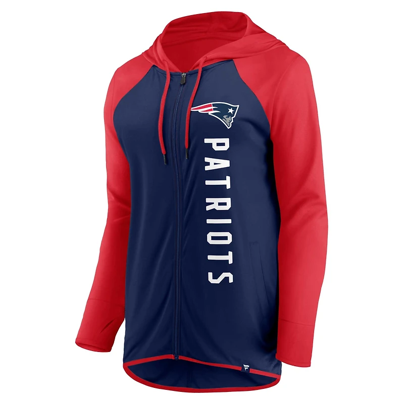 Sweat à capuche entièrement zippé Fanatics pour femmes, bleu marine/rouge, New England Patriots Forever Fan