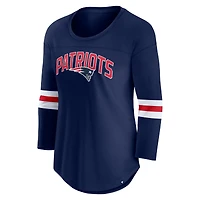 Women's Fanatics Navy New England Patriots First Team Arch Logo 3/4 Sleeve T-Shirt