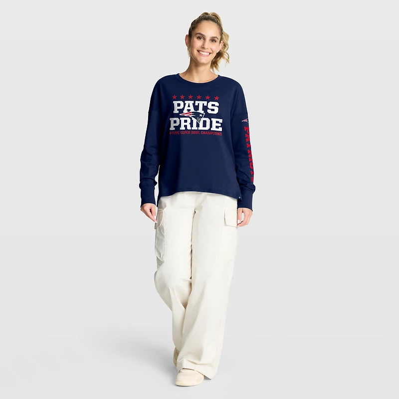 T-shirt à manches longues Fanatics bleu marine New England Patriots Hometown Legacy pour femme