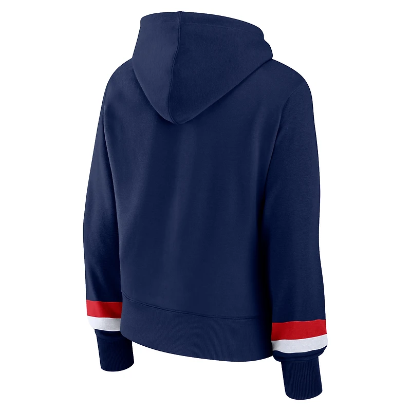 Women's Fanatics Navy New England Patriots Over Under Pullover Hoodie