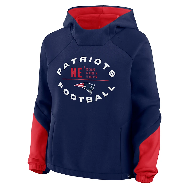 Women's Fanatics Navy New England Patriots Oversized Redzone Bubble Screen Pullover Hoodie