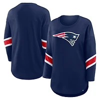 T-shirt à manches 3/4 et col rond Redzone pour femme, bleu marine, des New England Patriots, grande taille