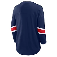 T-shirt à manches 3/4 et col rond Redzone pour femme, bleu marine, des New England Patriots, grande taille