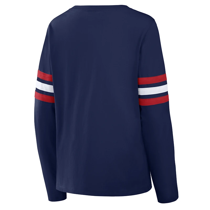 Women's Fanatics  Navy New England Patriots Team First Coverage Scheme Lace-Up Long Sleeve T-Shirt