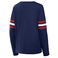 Women's Fanatics  Navy New England Patriots Team First Coverage Scheme Lace-Up Long Sleeve T-Shirt