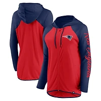 Sweat à capuche entièrement zippé avec inscription New England Patriots rouge/bleu marine Fanatics pour femmes