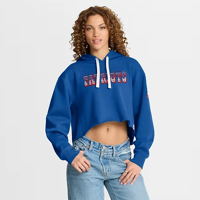 Women's Fanatics Royal New England Patriots Oversized Heritage Cropped Hoodie