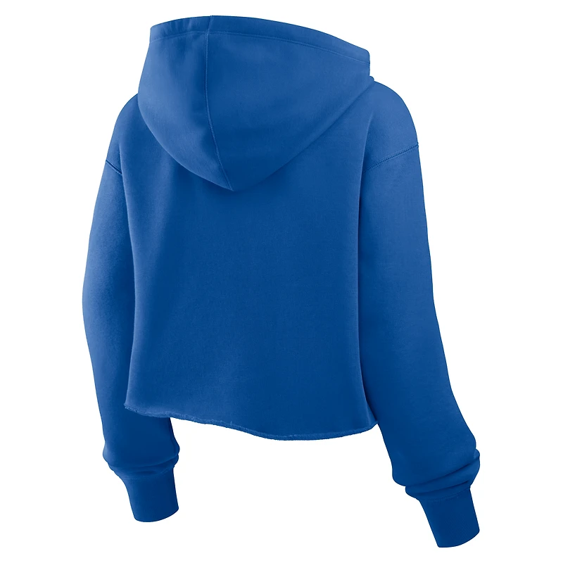 Sweat à capuche court surdimensionné Fanatics Royal New England Patriots pour femme