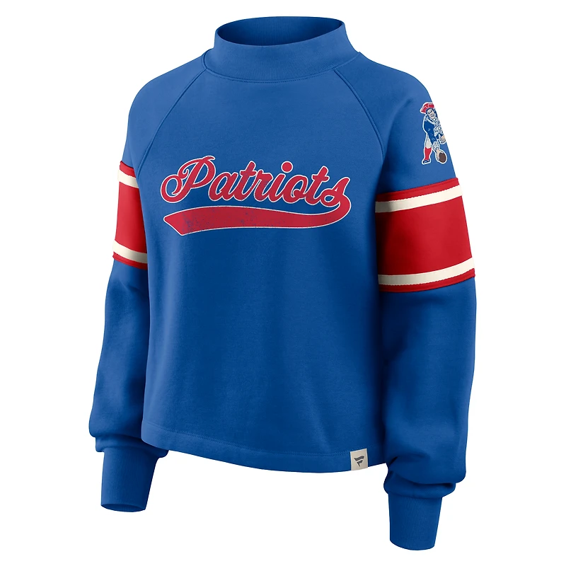 Pull surdimensionné à col montant Fanatics Royal New England Patriots pour femme