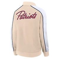 Women's Fanatics Tan New England Patriots Lounge Full-Snap Varsity Jacket