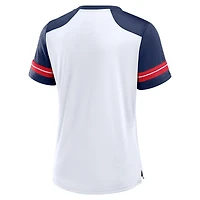 Women's Fanatics White/Navy New England Patriots Foiled Primary Lace-Up T-Shirt