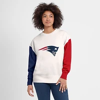 Women's Fanatics White New England Patriots Colorblock Primary Logo - Pullover Sweatshirt
