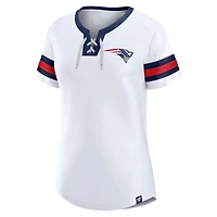 Women's Fanatics White New England Patriots Sunday Best Lace-Up T-Shirt