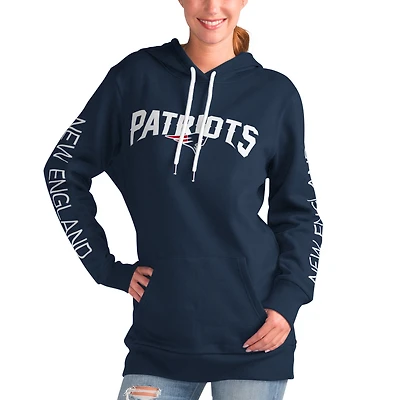 Sweat à capuche G-III 4Her par Carl Banks pour femmes, bleu marine, New England Patriots Extra Inning