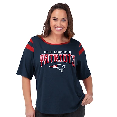 Women's G-III 4Her by Carl Banks Navy New England Patriots Plus Linebacker T-Shirt