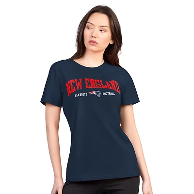 Women's G-III 4Her by Carl Banks  Navy New England Patriots Super-Slim Lightweight Winning Crew T-Shirt