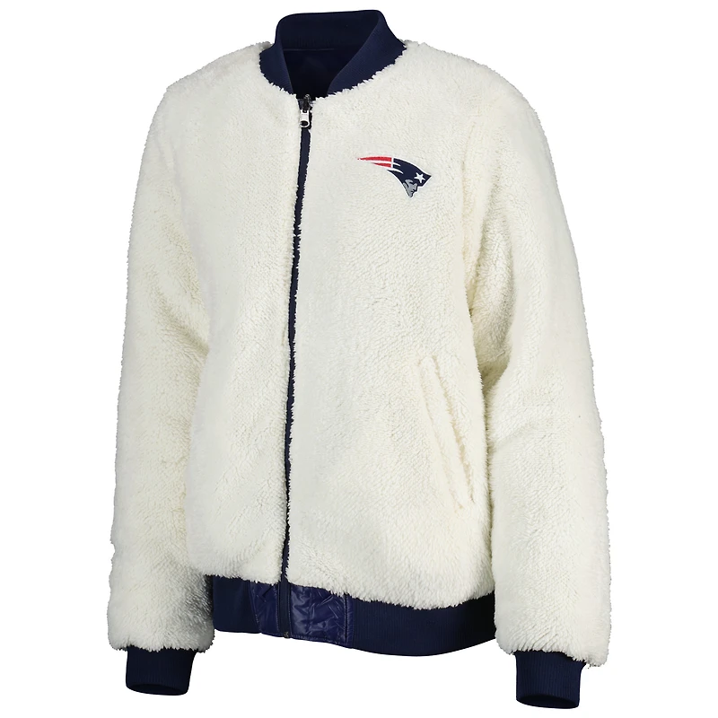 Women's G-III 4Her by Carl Banks Oatmeal/Navy New England Patriots Switchback Reversible Full-Zip Jacket