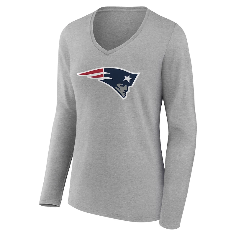 Women's New England Patriots Team Authentic Personalized Name & Number Long Sleeve V-Neck T-Shirt