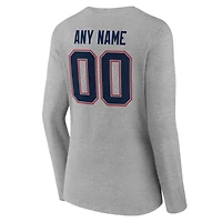 T-shirt à manches longues et col en V authentique personnalisé avec nom numéro des New England Patriots pour femmes, rouge