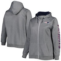 Women's Heather Charcoal New England Patriots Plus Fleece Full-Zip Hoodie Jacket