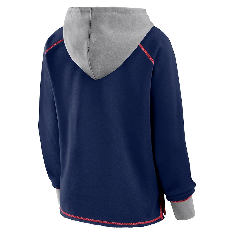 Sweat à capuche col en V polaire avec logo Athletic Navy New England Patriots pour femme