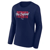 T-shirt à manches longues bleu marine avec logo athlétique pour femme des New England Patriots